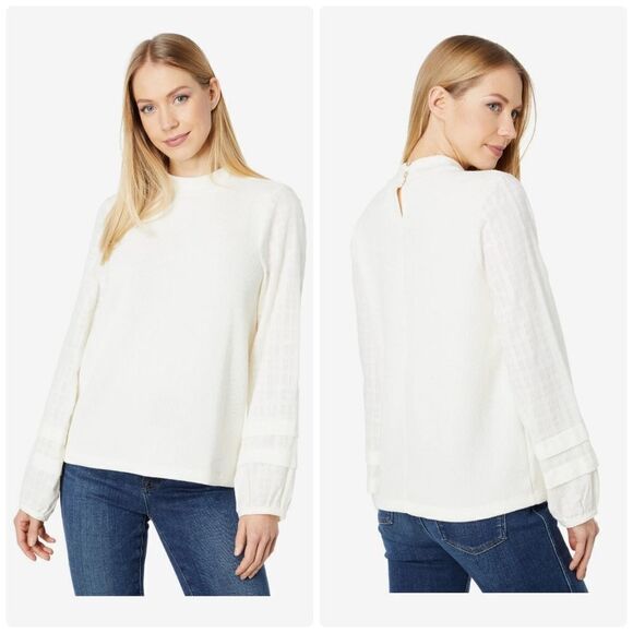 NWOT Madewell Weavemix Mockneck Bubble Sleeve Top size S - Picture 1 of 7